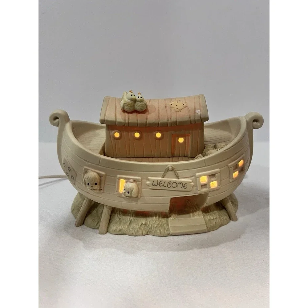 Noah's Ark Nightlight Vintage Precious Moments 2 by 2 Porcelain (Please‎ Read)